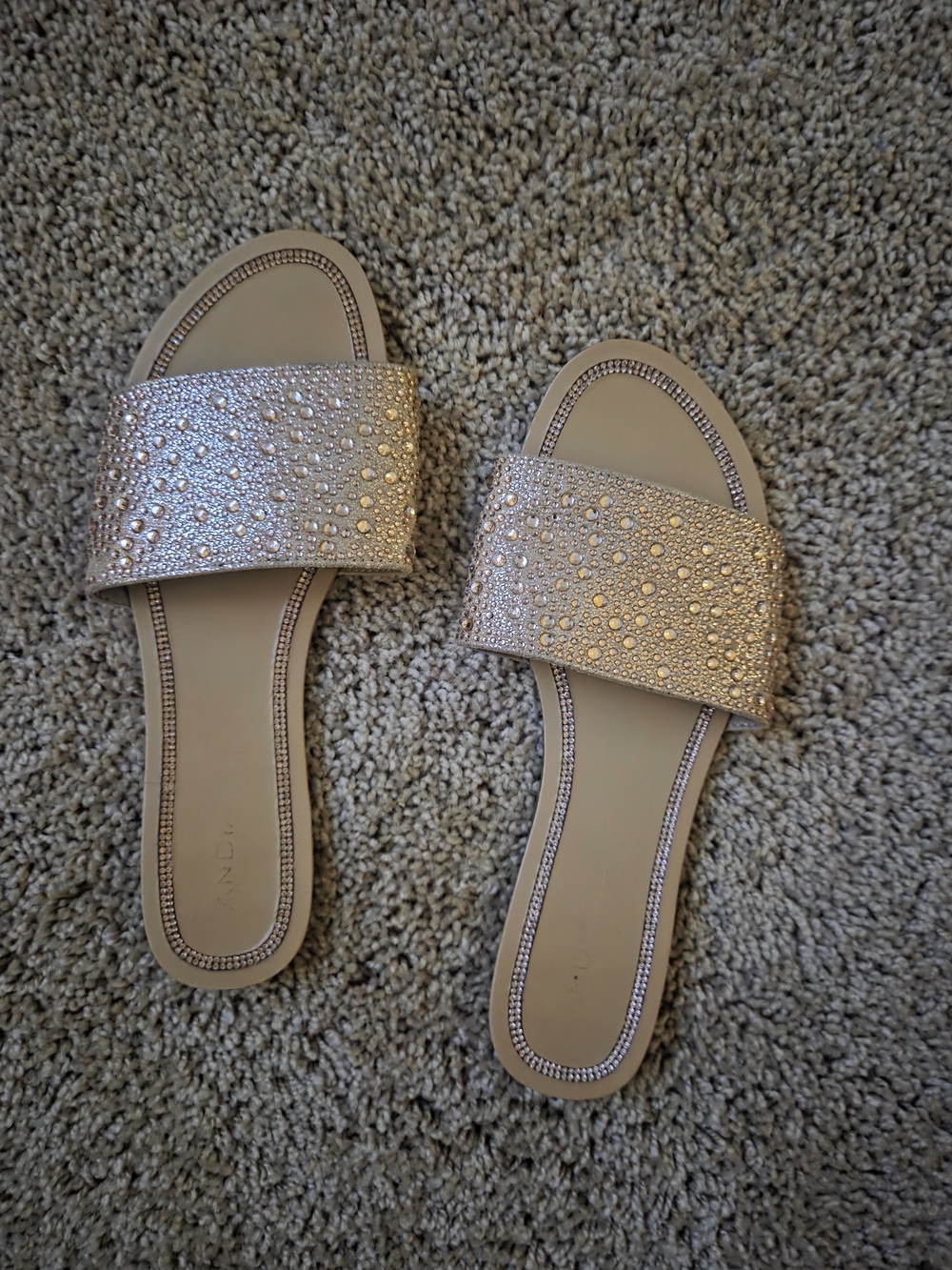 Women's Embellished Slide Sandals -  Gold